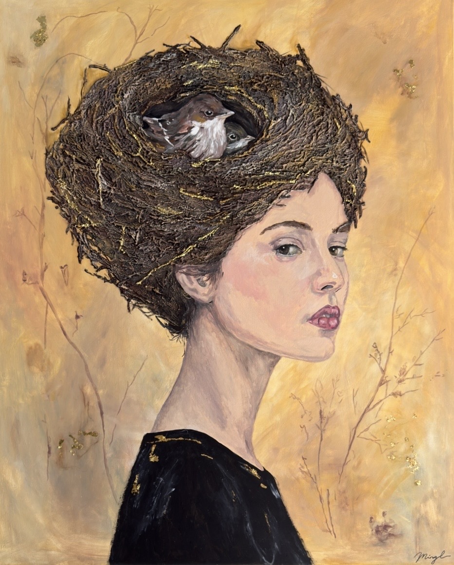 Love Genesis – zeitgenössisches Originalkunstwerk von Mingl, Acryl, Struktur und Kompositions-Gold auf Leinwand