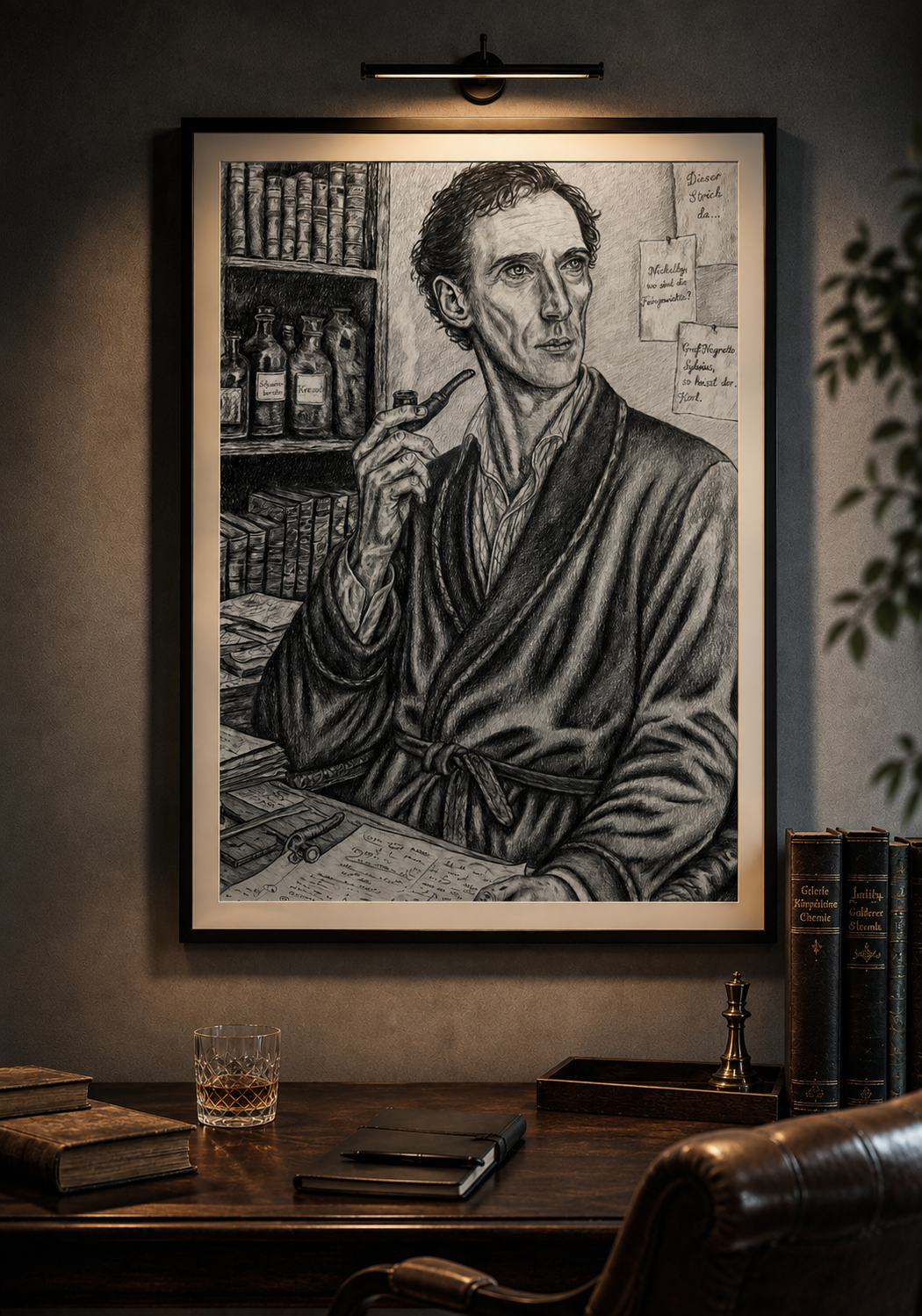 Mockup von A Study in Graphite im Raum