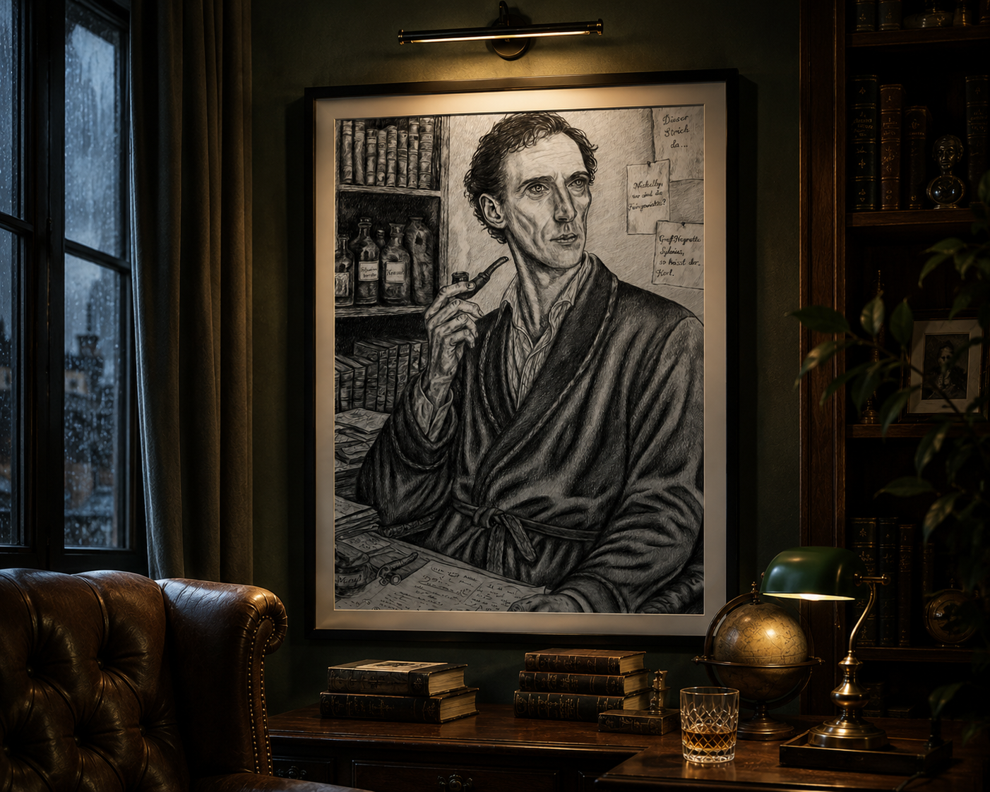 Mockup von A Study in Graphite im Raum