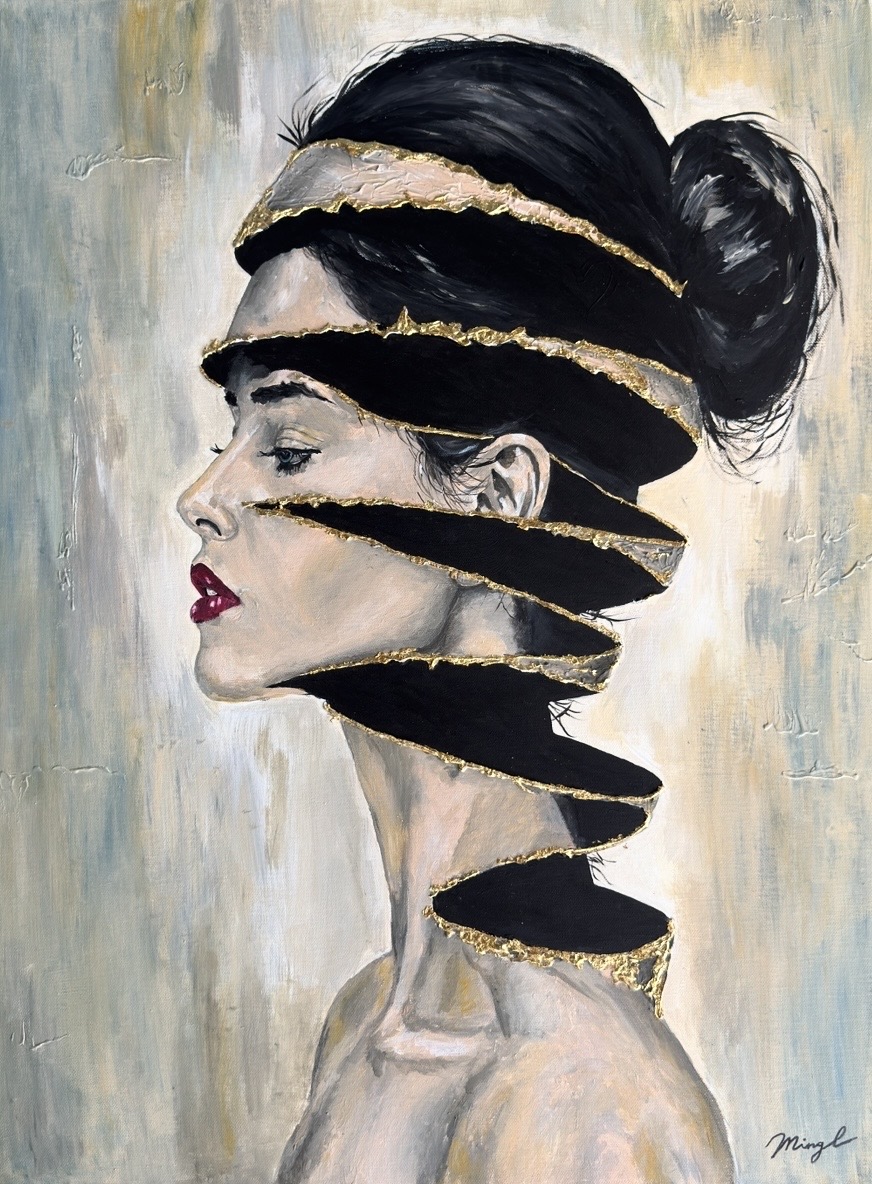 Aurea – zeitgenössisches Originalkunstwerk von Mingl, Acryl und Kompositionsgold